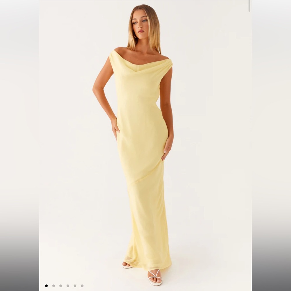 Peppermayo Exclusive - Brittany Chiffon Maxi Dress - Pastel Yellow